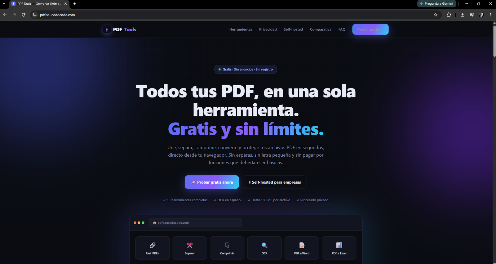 PDF Tools — Landing page